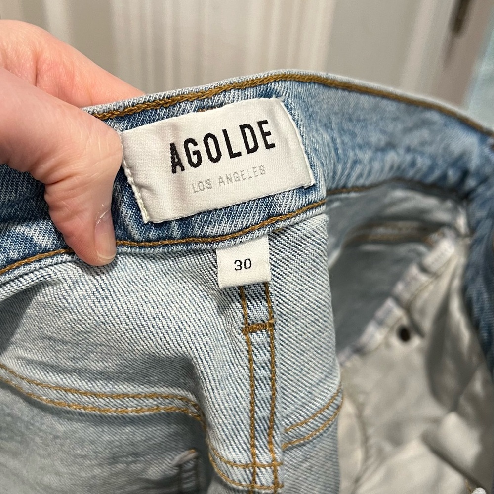 AGOLDE Riley High Waist Chewed Hem Jeans (Bitter)
